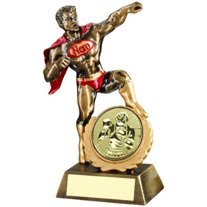 Picture of Brz~gold~red Resin Generic Hero Award With Boxing Insert And Plate
