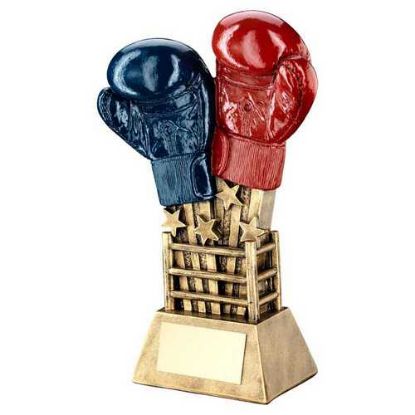 Picture of Brz~gold~red~blue Boxing Gloves Star Burst With Ring Base With Plate