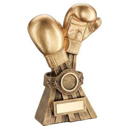 Picture of Gold~brz Boxing Gloves With Belt With Plate    (1in Centre)