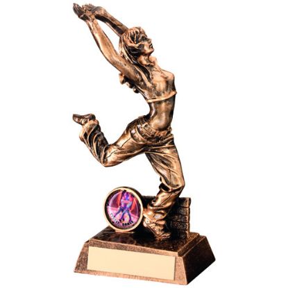 Picture of Brz|Gold Resin Street Dance Figure With Plate (1in Centre) Female - 7.5in