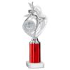 Picture of Silver|red Dance|gym Figure Assembled On Marble - (2" Cen|3" Tube) 10in