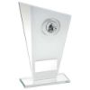 Picture of White|silver Printed Glass Plaque With Angling Insert With Plate - 6.5in
