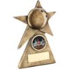 Picture of Brz|gold Ten Pin Star On Pyramid Base With Plate (1in Centre) - 4in