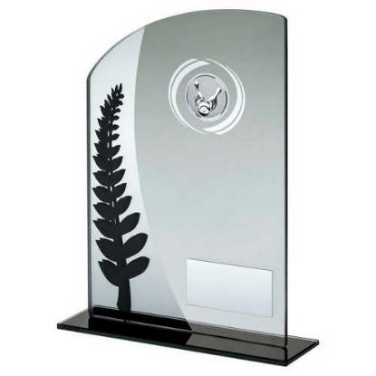 Picture of Jade Glass Plaque With Black~silver Detail With Ten Pin Insert And Plate
