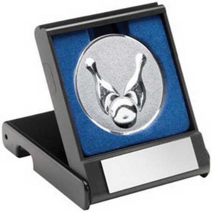 Picture of Black Plastic Box With Ten Pin Insert Trophy Silver