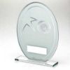 Picture of White|silver Printed Glass Oval With Netball Insert And Plate - 7.25in