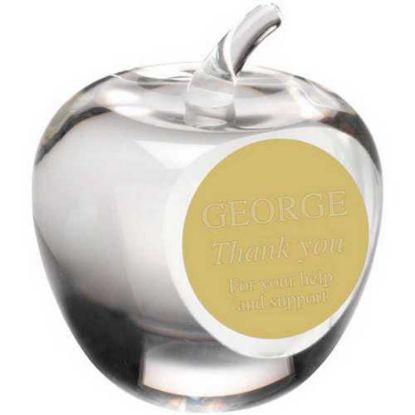Picture of Clear Glass Apple Paperweight With Plate
