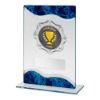 Picture of Jade|blue|silv Glass Rectangle With Silver Trim Trophy (2in Centre) - 6.5in