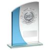 Picture of Jade|blue Glass Plaque With Silver Trim Trophy - (2in Centre) 7in