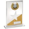 Picture of Jade|gold|silv Glass Plaque With Silv|blk Trim Trophy (1in Centre) - 7.25in