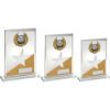 Picture of Jade|gold|silv Glass Plaque With Silv|blk Trim Trophy (1in Centre) - 7.25in