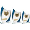 Picture of Jade|blue|gold Curved Glass With Gold|blk Wreath Trim Trophy (1in Cen) - 6in