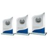 Picture of Jade|blue|silver Pointed Glass With Silver|blk Trim Trophy (1in Centre) - 6.5in