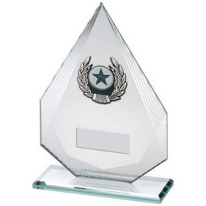 Picture of Jade|silver Diamond Glass With Silv|blk Trim Trophy (1in Centre) - 6.5in
