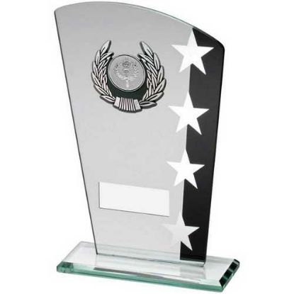 Picture of Jade|blk|silv Glass Plaque With Silv|blk Trim Trophy (1in Centre) - 7.25in