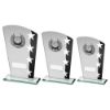 Picture of Jade|blk|silv Glass Plaque With Silv|blk Trim Trophy (1in Centre) - 7.25in