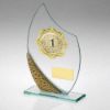 Picture of Jade|silv|gold Glass Plaque With Gold Trim Trophy - (1in Centre) - 7.25in