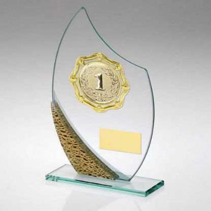 Picture of Jade~silv~gold Glass Plaque With Gold Trim Trophy