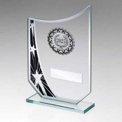 Picture of Jade~blk~silv Glass Star Plaque With Silv~blk Trim Trophy