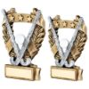Picture of Brz|pew|white|gold Hockey 3 Star Wreath Award With Plate - 7.5in