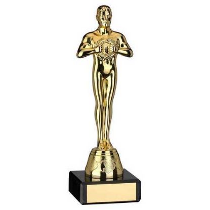 Picture of Gold Plastic Achievement Figure On Black Marble Trophy - 6.75in