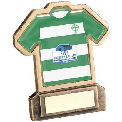 Picture of Brz|gold Resin Football Shirt Plaque With Plate - (Shirt C) 4.5in
