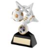 Picture of White|gold|black Football And Boot On 5 Point Star With Plate (1in Centre) - 6in