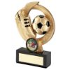 Picture of Gold|Black Football And Boot On Round Wreath With Plate (1in Centre) - 7.5in
