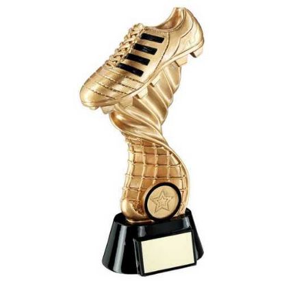 Picture of Gold|black Football Boot On Twisted Net With Plate (1in Centre) - 6in