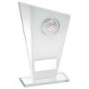Picture of White|silver Printed Glass Plaque With Football Insert And Plate - 7.25in