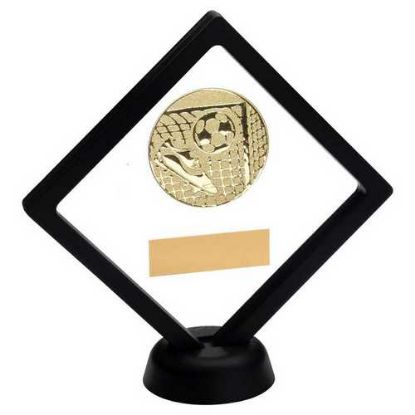 Picture of Black~clear Plastic Box With Football Insert Trophy Gold