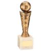 Picture of Bronze|gold Plastic Football Figure On Cream Marble Trophy - 8in
