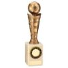 Picture of Bronze|gold Plastic Football Figure On Cream Marble Trophy - (1in Cen) 9in
