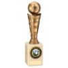 Picture of Bronze|gold Plastic Football Figure On Cream Marble Trophy - (1in Cen) 9in