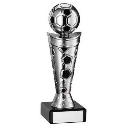Picture of Silver|black Plastic Football Figure On Black Marble Trophy - 6.75in