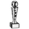 Picture of Silver|black Plastic Football Figure On Black Marble Trophy - 7.25in