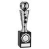 Picture of Silver|black Plastic Football Figure On Black Marble Trophy - (1in Cen) 9in