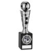 Picture of Silver|black Plastic Football Figure On Black Marble Trophy - (1in Cen) 9in