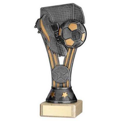 Picture of Pewter|gold Plastic Wembley Figure On Cream Marble Trophy - (1in Cen) - 6.75in