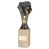 Picture of Pewter|gold Plastic Wembley Figure On Cream Marble Trophy - (1in Cen) - 10in