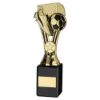 Picture of Gold|black Plastic Wembley Figure On Black Marble Trophy - (1in Cen) - 9in