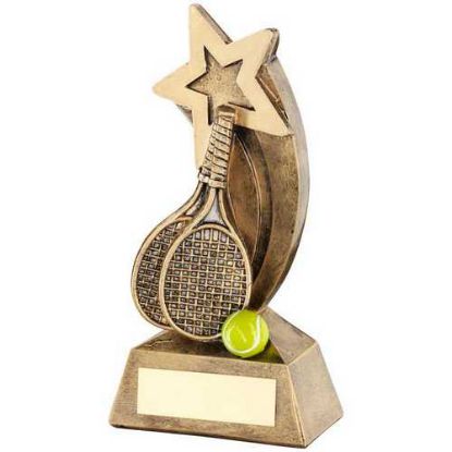 Picture of Brz~gold~yellow Tennis Rackets~ball With Shooting Star With Plate