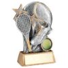 Picture of Pew|gold Tennis Ball With Racket On Brz Base With Plate (1in Cen) - 5.25in