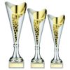 Picture of Silver|gold Plastic Stippled Trophy Cup With Plate - 13in