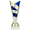 Picture of Gold|blue Plastic V Stem Trophy Cup With Plate - 8.5in