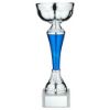 Picture of Silver|blue Snakeskin Trophy Cup With Plate - 7.5in
