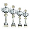 Picture of Silver|gold Trophy Cup With Handles, Lid And Plate (2in Centre) - 19.75in