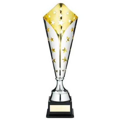 Picture of Silver|gold Metal Star Trophy Cup With Plate - 17.5in
