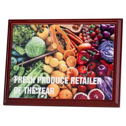 Picture of Rosewood Plaque With White Sublimation Front (Landscape) - 6 X 8in