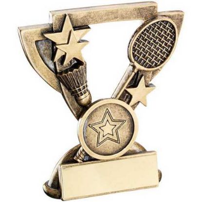 Picture of Brz~gold Badminton Mini Cup With Plate (1in Centre)
